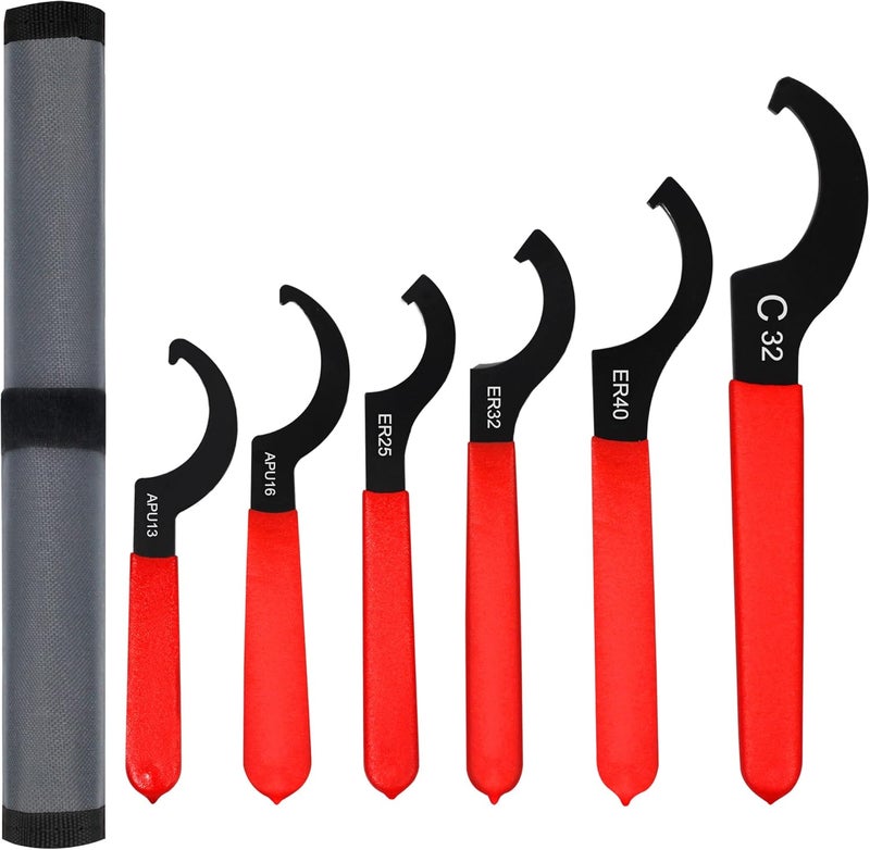 AutoWanderer Tool Universal Spanner Wrench Set 6Pcs Steel Adjustable Shock Wrench Coilover Spanner Motorcycle Coil Over Shock Adjustment Tool - Image 1